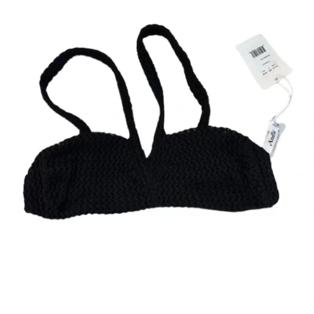 Andie Swim X Demi Moore The Monaco Top in Black Women's Bikini Size Small NWT